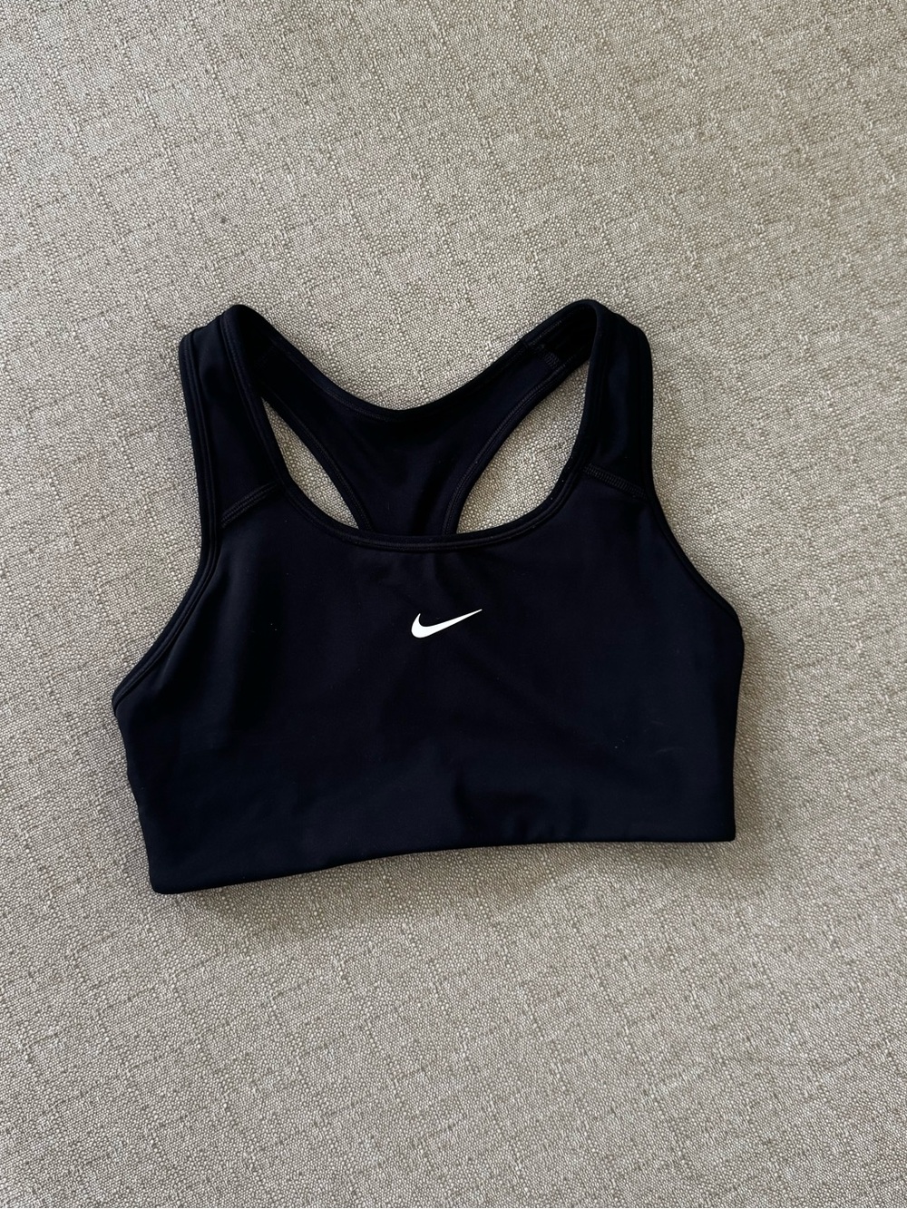 Nike Black Sports Bra with White Swoosh Racerback